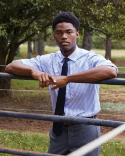 Spread Collar Dress Shirt In Sky Awning Stripe Poplin -ULLA JOHNSON || Joseph || A.P.C. Sales Store M F23 CATALOG S49151 23 D1 PDP