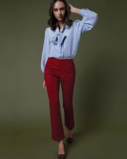 Helene Tie-Neck Blouse In Pale Blue Silk Crepe De Chine -ULLA JOHNSON || Joseph || A.P.C. Sales Store M F23 CATALOG S71408 46 D1 PDP