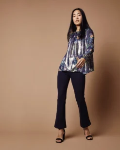 Ariana Blouse In Navy/Metallic Floral Academy Liberty Fabric Lamé -ULLA JOHNSON || Joseph || A.P.C. Sales Store M HOLIDAY 23 CATALOG PDP 35