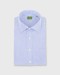 Spread Collar Dress Shirt In Blue Small Bengal Stripe Poplin