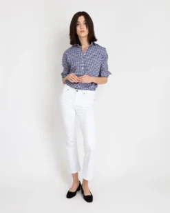 Tomboy Popover Shirt In Navy Gingham Poplin -ULLA JOHNSON || Joseph || A.P.C. Sales Store S12854 5