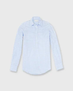 Tomboy Popover Shirt In Sky Blue Gingham Poplin