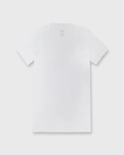 Short-Sleeved Deep-V Tee In White Pima Cotton