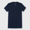 Short-Sleeved Deep-V Tee In Navy Pima Cotton