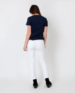 Short-Sleeved Deep-V Tee In Navy Pima Cotton -ULLA JOHNSON || Joseph || A.P.C. Sales Store S31941 5