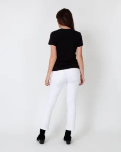 Short-Sleeved Deep-V Tee In Black Pima Cotton -ULLA JOHNSON || Joseph || A.P.C. Sales Store S31942 5