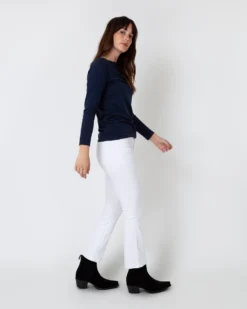 Long-Sleeved Boatneck Tee In Navy Pima Cotton -ULLA JOHNSON || Joseph || A.P.C. Sales Store S31947 5