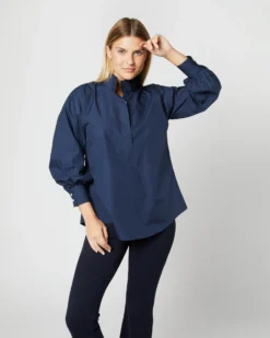 Anaya Popover Shirt In Navy Poplin -ULLA JOHNSON || Joseph || A.P.C. Sales Store S38508 278