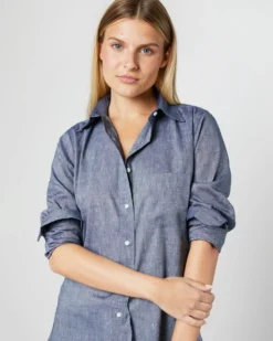 Boyfriend Shirt In Indigo Cotolino Chambray -ULLA JOHNSON || Joseph || A.P.C. Sales Store S4131 547