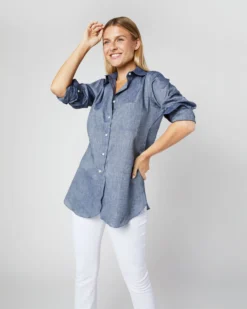 Boyfriend Shirt In Indigo Cotolino Chambray -ULLA JOHNSON || Joseph || A.P.C. Sales Store S4131 565
