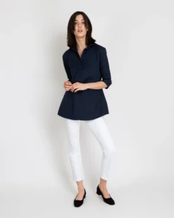 Designer Tunic In Navy Poplin -ULLA JOHNSON || Joseph || A.P.C. Sales Store S4672 2