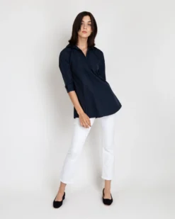 Designer Tunic In Navy Poplin -ULLA JOHNSON || Joseph || A.P.C. Sales Store S4672 7