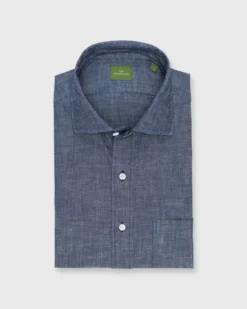 Otto Handmade Sport Shirt In Medium Washed Indigo Chambray