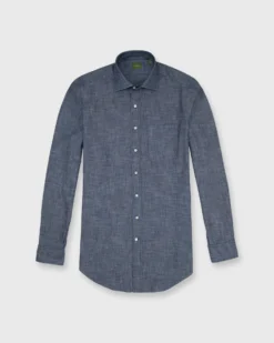 Otto Handmade Sport Shirt In Medium Washed Indigo Chambray -ULLA JOHNSON || Joseph || A.P.C. Sales Store S51011 3