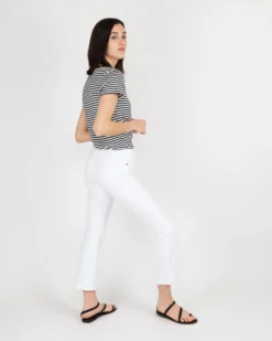 Short-Sleeved Deep-V Tee In Navy/Natural Stripe Jersey -ULLA JOHNSON || Joseph || A.P.C. Sales Store S54854 3