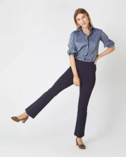 Faye Flare Cropped Pant In Navy Ponte Knit -ULLA JOHNSON || Joseph || A.P.C. Sales Store S55739 5