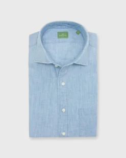 Spread Collar Sport Shirt In Extra Light Washed Chambray
