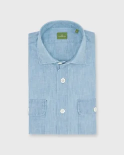 Band-Hem Work Shirt In Extra Light Washed Chambray