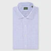 Spread Collar Dress Shirt In Lavender Gingham Poplin