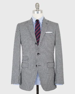 Virgil No. 2 Jacket In Navy/Bone Houndstooth