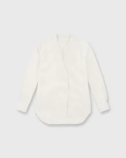 Nyala Shirt In Taupe Horizontal Stripe Seersucker