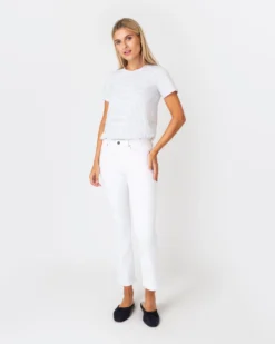 Short-Sleeved Relaxed Tee In White/Heather Grey Stripe Jersey -ULLA JOHNSON || Joseph || A.P.C. Sales Store S60592 6