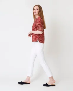 Renata Top In Red/Natural Rustic Jacquard -ULLA JOHNSON || Joseph || A.P.C. Sales Store S61188 5