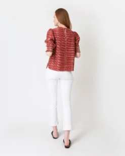 Renata Top In Red/Natural Rustic Jacquard -ULLA JOHNSON || Joseph || A.P.C. Sales Store S61188 6