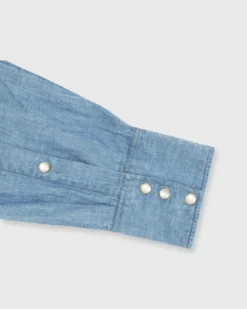 Western Work Shirt In Extra Light Wash Indigo Chambray -ULLA JOHNSON || Joseph || A.P.C. Sales Store S63729 4
