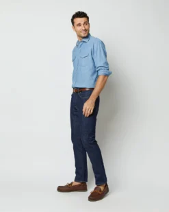 Western Work Shirt In Extra Light Wash Indigo Chambray -ULLA JOHNSON || Joseph || A.P.C. Sales Store S63729 8610