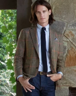 Virgil No. 2 Jacket In Tan/Spruce/Orange Wool Flannel -ULLA JOHNSON || Joseph || A.P.C. Sales Store S63741