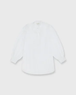 Indira Bib-Front Tunic In White Poplin