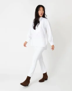 Indira Bib-Front Tunic In White Poplin -ULLA JOHNSON || Joseph || A.P.C. Sales Store S64899 5