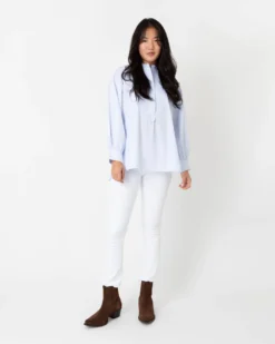 Indira Bib-Front Tunic In Sky Poplin -ULLA JOHNSON || Joseph || A.P.C. Sales Store S64900 2