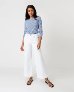 Long-Sleeved Boatneck Tee In French Blue/White Stripe Jersey -ULLA JOHNSON || Joseph || A.P.C. Sales Store S65166 3