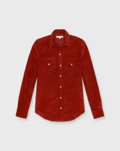 Western Shirt In Rust Stretch Cord