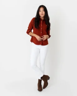 Western Shirt In Rust Stretch Cord -ULLA JOHNSON || Joseph || A.P.C. Sales Store S67015 2