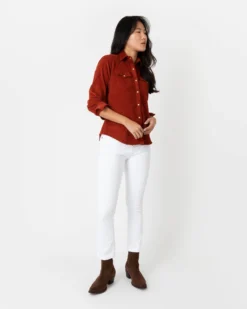 Western Shirt In Rust Stretch Cord -ULLA JOHNSON || Joseph || A.P.C. Sales Store S67015 5