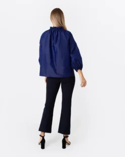 Button-Front Kamille Blouse In Navy Silk Shantung -ULLA JOHNSON || Joseph || A.P.C. Sales Store S67264 3