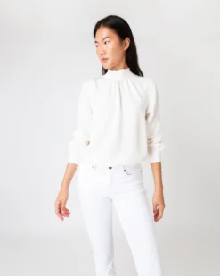 Colette Tie-Neck Blouse In Ivory Silk Crepe De Chine -ULLA JOHNSON || Joseph || A.P.C. Sales Store S67270 2