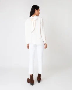 Colette Tie-Neck Blouse In Ivory Silk Crepe De Chine -ULLA JOHNSON || Joseph || A.P.C. Sales Store S67270 4
