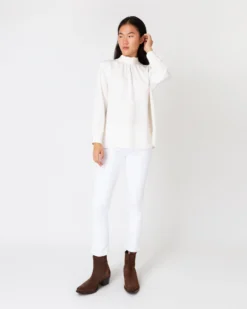 Colette Tie-Neck Blouse In Ivory Silk Crepe De Chine -ULLA JOHNSON || Joseph || A.P.C. Sales Store S67270 8