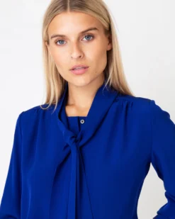 Tie-Neck Blouse In Sapphire Silk Crepe De Chine -ULLA JOHNSON || Joseph || A.P.C. Sales Store S67284 7