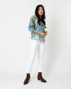 Anaya Popover Shirt In Blue/Gold Multi Jungle Trip Liberty Fabric -ULLA JOHNSON || Joseph || A.P.C. Sales Store S67300 3