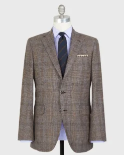 Virgil No. 4 Jacket In Oat/Brown/Blue Glen Plaid Flannel