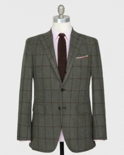 Virgil No. 3 Jacket In Olive/Chocolate/Sienna Windowpane Flannel