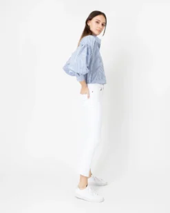 Mirabella Shirt In Blue/White Banker Stripe Cotton/Silk -ULLA JOHNSON || Joseph || A.P.C. Sales Store S70272 4