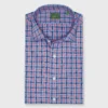 Spread Collar Sport Shirt In Sky/Navy/Watermelon Plaid Oxford