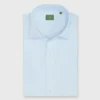 Spread Collar Sport Shirt In Pale Blue Garment-Dyed Poplin