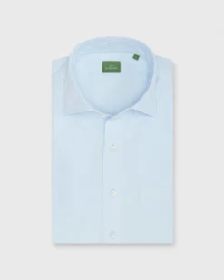 Spread Collar Sport Shirt In Pale Blue Garment-Dyed Poplin